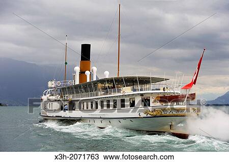 Belle Epoque paddle steamer La Suisse on Leman Lake, Lausanne, Canton of Vaud, Switzerland, Europe. View Large Photo Image Stock Image - Belle Epoque paddle steamer La Suisse on Leman Lake, Lausanne, Canton of Vaud, Switzerland, Europe.. Fotosearch