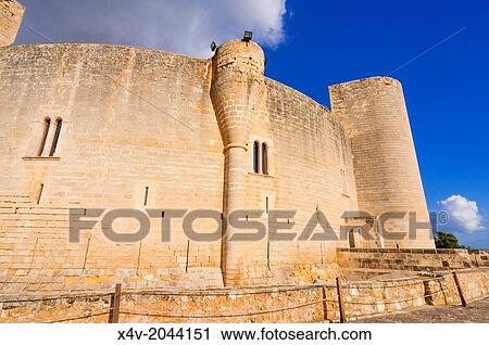 Stock Image - Bellver Castle, 14th century, Palma de Mallorca, Majorca, Balearic Islands, Spain.. Fotosearch