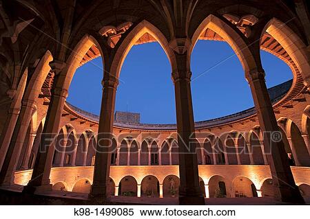 Bellver Castle, XIV century, circular courtyard, Palma Mallorca, Balearic Islands Spain View Large Photo Image Stock Photography - Bellver Castle, XIV century, circular courtyard, Palma Mallorca, Balearic Islands Spain. Fotosearch