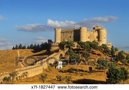 Stock Photo - Belmonte castle 15th century, Belmonte, Cuenca province, Castilla La Mancha, the route of Don Quixote, Spain. Fotosearch