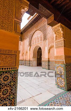 Ben Youssef Medersa (Koranic School), Marrakech (Marrakesh), Morocco, North Africa, Africa. View Large Photo Image Stock Image - Ben Youssef Medersa (Koranic School), Marrakech (Marrakesh), Morocco, North Africa, Africa.. Fotosearch