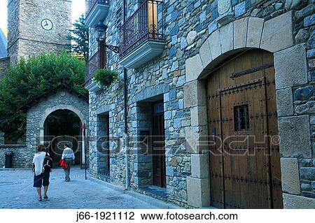 Stock Image - Benasque street Natural Parc Posets-Maladeta Huesca Spain. Fotosearch