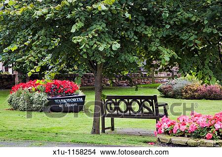 Bench and Gardens Warkworth Northumberland England View Large Photo Image Picture - Bench and Gardens Warkworth Northumberland England. Fotosearch