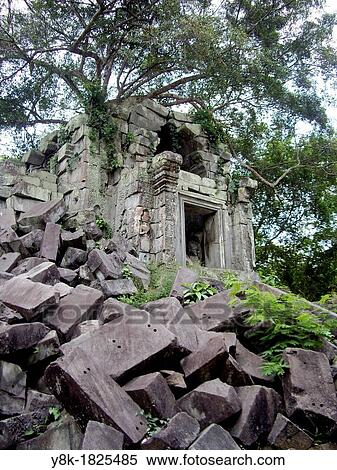 Beng Mealea temple with collapsed stone blocks and tree roots overtaking the building in Cambodia View Large Photo Image Stock Photography - Beng Mealea temple with collapsed stone blocks and tree roots overtaking the building in Cambodia. Fotosearch