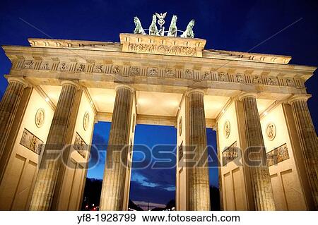 Berlin Brandenburg gate at dusk Germany View Large Photo Image Stock Photo - Berlin Brandenburg gate at dusk Germany. Fotosearch