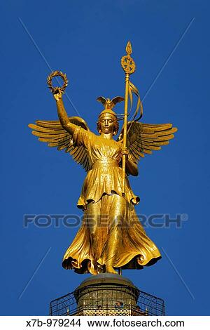 Berlin Germany Statue of Victoria Siegess? ule Victory Column View Large Photo Image Picture - Berlin Germany Statue of Victoria Siegess? ule Victory Column. Fotosearch