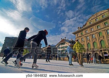 Stock Image - Bern, Switzerland, Bundesplatz Confederation Plaza. Fotosearch