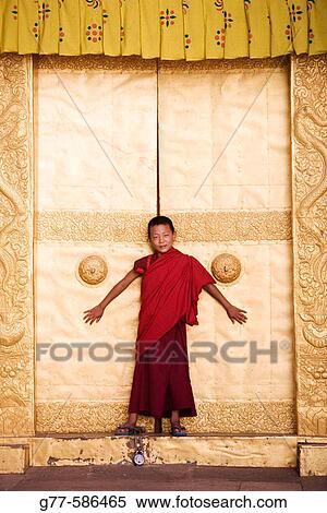 Stock Photography - Bhutan. Punakha. Punakha Dzong Monastery. Buddhist Monk.. Fotosearch