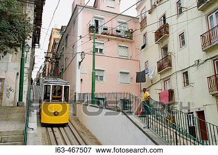 Bica cable car, Chiado, Lisbon. Portugal View Large Photo Image Stock Photo - Bica cable car, Chiado, Lisbon. Portugal. Fotosearch