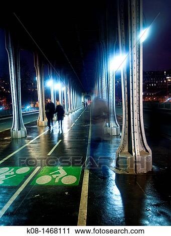 Stock Image - Bicycle lane, Bir-Hakeim Bridge, Paris, France. Fotosearch
