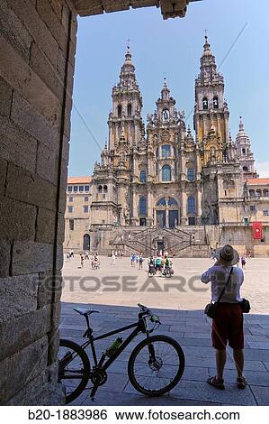 bicycle pilgrims, Catedral, Praza do Obradoiro, Santiago de Compostela, A Corua province, Galicia, Spain. View Large Photo Image Stock Photograph - bicycle pilgrims, Catedral, Praza do Obradoiro, Santiago de Compostela, A Corua province, Galicia, Spain.. Fotosearch