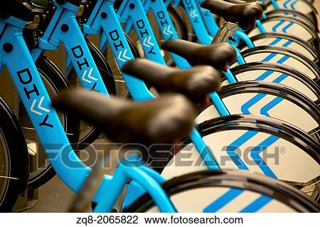 Stock Image - Bicycle rental station.. Fotosearch