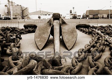 Stock Image - Big anchor and chain in Puerto de La Luz, Las Palmas, Gran Canaria. Fotosearch