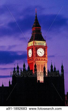 Stock Image - Big Ben at dusk, London, England, UK. Fotosearch