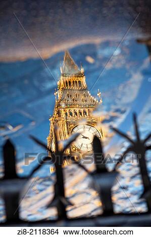 Picture - Big Ben reflection, The Houses of Parliament, London, England.. Fotosearch