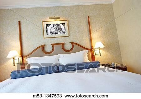 Big King size bed in a five star hotel. View Large Photo Image Stock Image - Big King size bed in a five star hotel.. Fotosearch