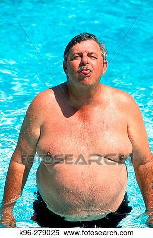 Stock Photography - big man in pool. Fotosearch