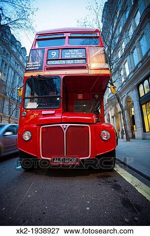 Big Red Bus number 9 parked near Trafalgar square, frontal view, London, UK View Large Photo Image Stock Photo - Big Red Bus number 9 parked near Trafalgar square, frontal view, London, UK. Fotosearch