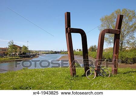 Bike and sculpture on the Way of the Bay, Bay Txingudi, Hendaye, Pyrenees Atlantiques, Aquitaine, France View Large Photo Image Stock Photography - Bike and sculpture on the Way of the Bay, Bay Txingudi, Hendaye, Pyrenees Atlantiques, Aquitaine, France. Fotosearch
