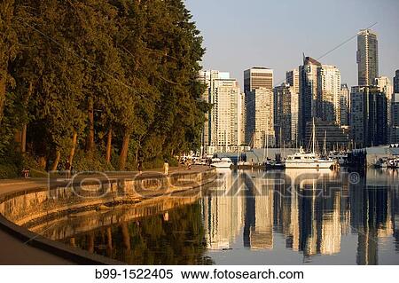 BIKE PATH PROMENADE COAL HARBOUR FROM STANLEY PARK DOWNTOWN SKYLINE VANCOUVER BRITISH COLUMBIA CANADA View Large Photo Image Stock Photography - BIKE PATH PROMENADE COAL HARBOUR FROM STANLEY PARK DOWNTOWN SKYLINE VANCOUVER BRITISH COLUMBIA CANADA. Fotosearch