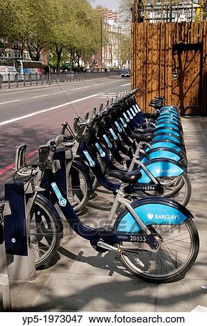 Bikes for hire at Marylebone Road London. View Large Photo Image Stock Photo - Bikes for hire at Marylebone Road London.. Fotosearch