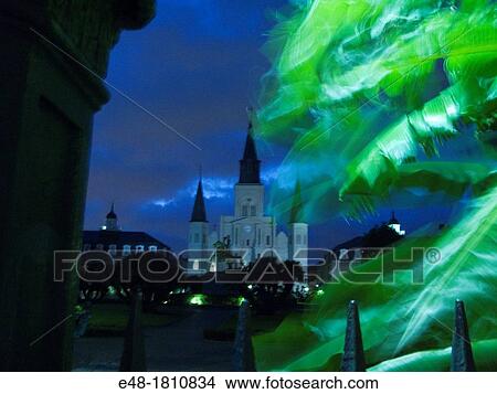 BILLOWING BANANA TREE LEAVES CATHEDRAL JACKSON SQUARE FRENCH QUARTER DOWNTOWN NEW ORLEANS LOUISIANA USA View Large Photo Image Picture - BILLOWING BANANA TREE LEAVES CATHEDRAL JACKSON SQUARE FRENCH QUARTER DOWNTOWN NEW ORLEANS LOUISIANA USA. Fotosearch