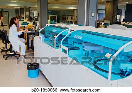 Stock Photograph - Biochemical test, Blood Test, Hemotherapy, Donostia Hospital, San Sebastian, Donostia, Gipuzkoa, Basque Country, Spain. Fotosearch