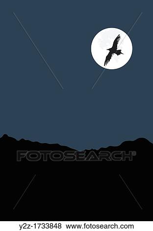 Stock Photo - Bird and Full moon. Fotosearch