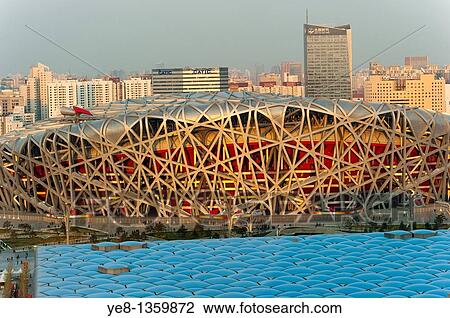 Bird's Nest National Stadium and Watercube National Swimming Centre, 2008, Olympic Green, Beijing, China, Asia View Large Photo Image Stock Image - Bird's Nest National Stadium and Watercube National Swimming Centre, 2008, Olympic Green, Beijing, China, Asia. Fotosearch