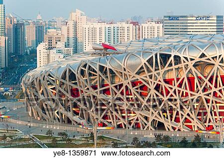 Bird's Nest National Stadium by architects Herzog and De Meuron, 2008, Olympic Green, Beijing, China, Asia View Large Photo Image Stock Image - Bird's Nest National Stadium by architects Herzog and De Meuron, 2008, Olympic Green, Beijing, China, Asia. Fotosearch