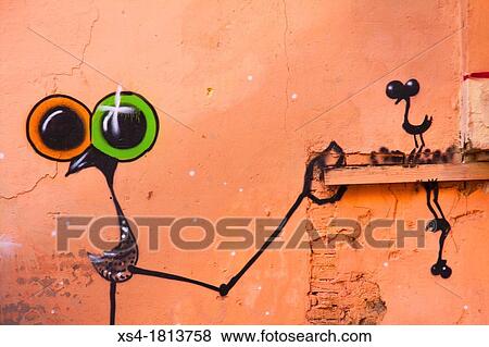 Birds with big surrealists eyes, painted on a wall, graffiti, Valencia, Spain, Europe View Large Photo Image Stock Photo - Birds with big surrealists eyes, painted on a wall, graffiti, Valencia, Spain, Europe. Fotosearch