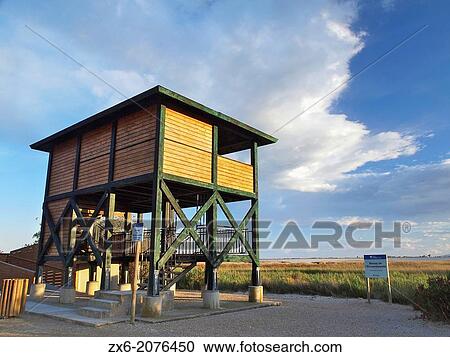 Birdwatching shelter at L'Encanyissada Lagoon. Ebro River Delta Natural Park, Tarragona province, Catalonia, Spain. View Large Photo Image Stock Image - Birdwatching shelter at L'Encanyissada Lagoon. Ebro River Delta Natural Park, Tarragona province, Catalonia, Spain.. Fotosearch