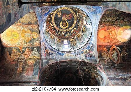 Biserica Domneasca Orthodox church, painted frescos, XIV century, Curtea de Arges, Wallachia, Romania View Large Photo Image Picture - Biserica Domneasca Orthodox church, painted frescos, XIV century, Curtea de Arges, Wallachia, Romania. Fotosearch
