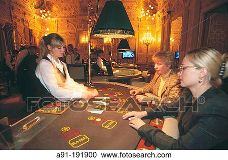 Stock Image - Black jack table at club. St. Petersburg. Russia. Fotosearch