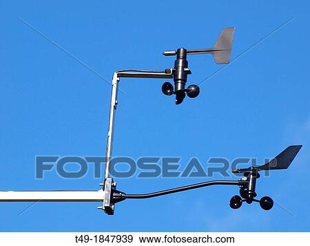 Stock Photo - black small anemometer measuring wind. Fotosearch