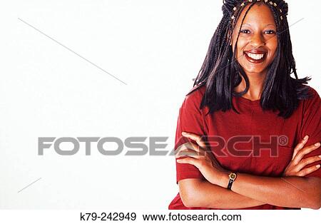 Stock Photo - Black Woman in her 20's Smiling. Fotosearch
