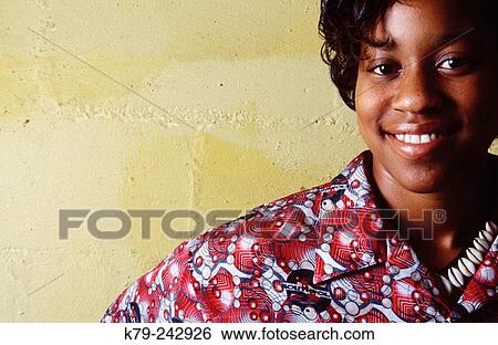 Stock Photograph - Black Woman with smile. Fotosearch