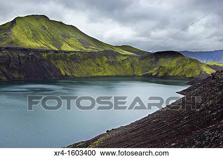 Blahylur crater lake, Landmannalaugar, Fjallabak Nature Reserve, Iceland View Large Photo Image Stock Image - Blahylur crater lake, Landmannalaugar, Fjallabak Nature Reserve, Iceland. Fotosearch