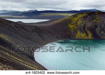 Blahylur crater lake, Landmannalaugar, Fjallabak Nature Reserve, Iceland View Large Photo Image Stock Image - Blahylur crater lake, Landmannalaugar, Fjallabak Nature Reserve, Iceland. Fotosearch