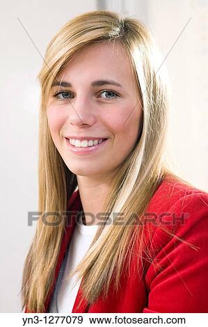 Stock Photo - Blond girl smiling. Fotosearch