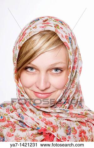 Blond Woman with Scarf View Large Photo Image Stock Image - Blond Woman with Scarf. Fotosearch