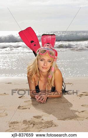 Blonde diver expanse and looking you. View Large Photo Image Stock Photo - Blonde diver expanse and looking you.. Fotosearch