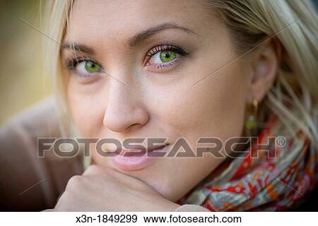 Blonde haired woman outdoors View Large Photo Image Stock Photo - Blonde haired woman outdoors. Fotosearch