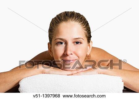 Blonde woman in massage looking at camera View Large Photo Image Stock Photo - Blonde woman in massage looking at camera. Fotosearch