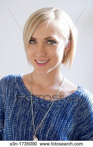 Blonde Woman With Green Eyes Stock Image X3n 1735090 Fotosearch
