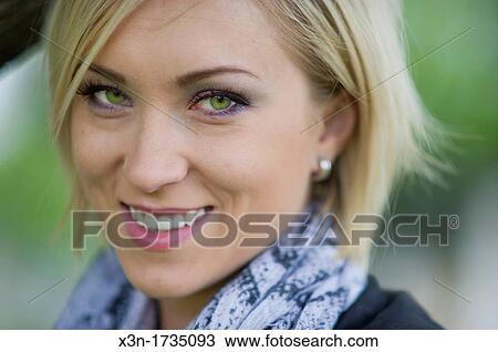 Blonde woman with green eyes View Large Photo Image Stock Image - Blonde woman with green eyes. Fotosearch