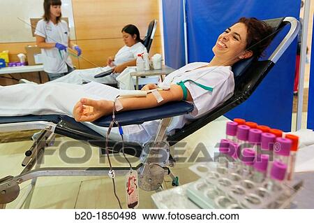 Stock Photo - Blood Donation, Donostia Hospital, San Sebastian, Donostia, Gipuzkoa, Basque Country, Spain. Fotosearch