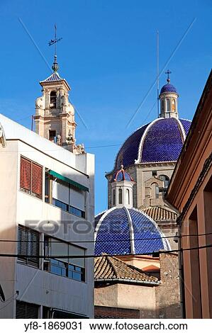Blue cupolas, San Pedro church, Sueca city, Valencia province, Spain View Large Photo Image Stock Image - Blue cupolas, San Pedro church, Sueca city, Valencia province, Spain. Fotosearch