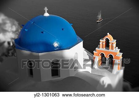Blue domed Byzantine Orthodox church, Oia (Ia) Santorini, Greek Cyclades islands. View Large Photo Image Stock Image - Blue domed Byzantine Orthodox church, Oia (Ia) Santorini, Greek Cyclades islands.. Fotosearch