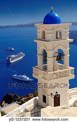 Blue Domed church of Imerovigli, Santorini, Greece View Large Photo Image Stock Image - Blue Domed church of Imerovigli, Santorini, Greece. Fotosearch